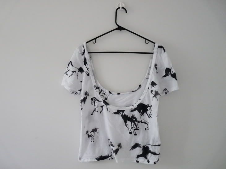 horse pictures to print. horse print double u-neck crop