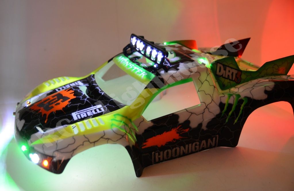 Traxxas Slash Monster Body, RC Lighthouse's custom body with Deluxe LED Light set