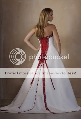 Weiß+Rot Brautkleid Stickerei Straps von Abendkleidung