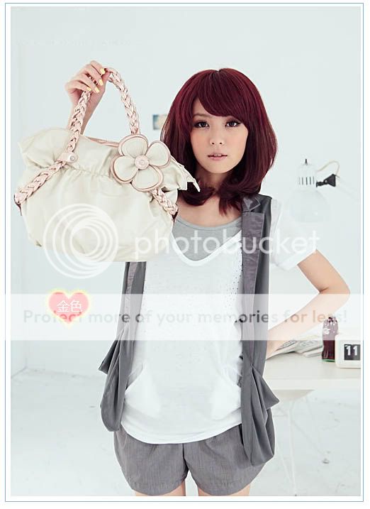   Fashion Casual Floral Weave Chain Handbag Faux Leather Bag Purse C93