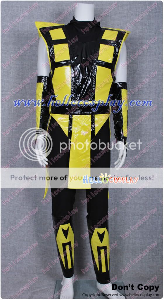 Mortal Kombat Cosplay Scorpion Black and Yellow Costume Leather Tailor 