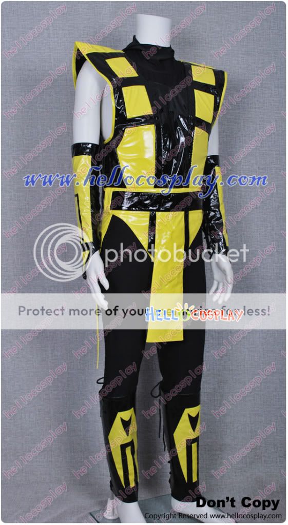 Mortal Kombat Cosplay Scorpion Black and Yellow Costume Leather Tailor 