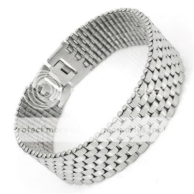 Mens Silver Stainless Steel Bracelet Bangle Charm Link  