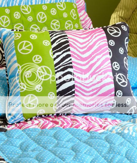  Sham Set Peace Comforter Girls Teen Dorm Zebra Tween Christmas