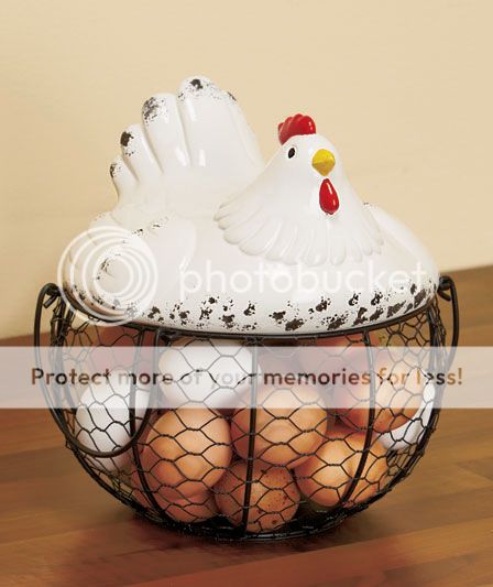 Farm Rooster Chicken Hen Wire Food Storage Basket Country Kitchen Home Decor New