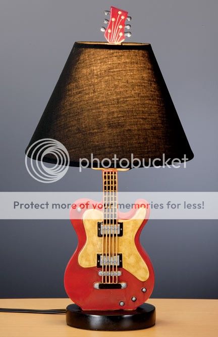 Red Electric Guitar Lamp Table Desk Rock Music Pop Art Bed Room Teen Christmas