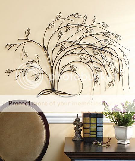 3ft Windswept Black Tree Leaf Branch Metal Wall Art Nature Home Decor New Gold