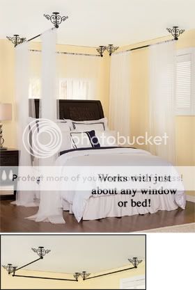 3 Metal Ceiling Mount Canopy Curtain Drape Rods Scroll Bed Window Door Christmas