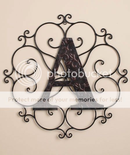 Metal Wall Wrought Art Bronze Monogram Medallion Personalized Scroll Initial New