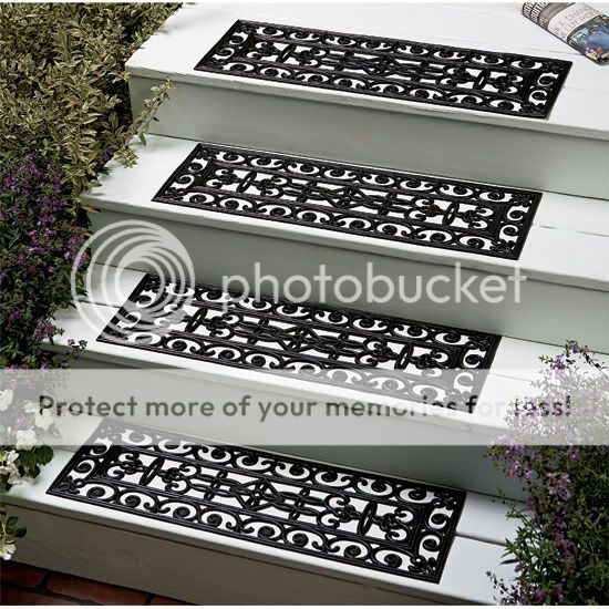 New 4 Outdoor Porch Scroll Stair Step Deck Mat Set Rug