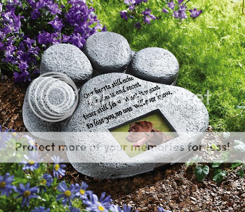 Dog Cat Pet Paw Memorial Grave Marker Head Stone Garden Photo Frame Plaque New