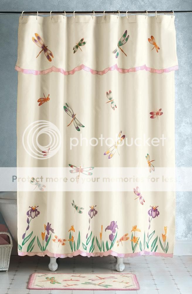 DRAGONFLY SHOWER CURTAIN BATH TOILET COVER RUG TP HOLDER FLOWER FLORAL 